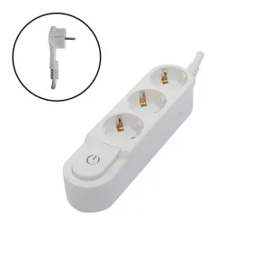 Bloco 3x16A 1,5m -3500W com Interruptor Branco