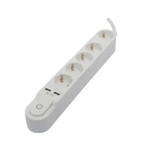 Bloco 5x16A 1,5m (3500W) Branco 2 USB