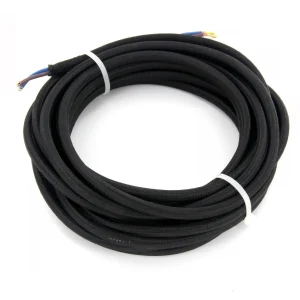 Cabo HO3VV-F 2×0,75mm² – 3m Têxtil Preto