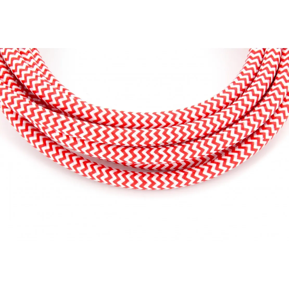 Cabo HO3VV-F 2×0,75mm² – 3m Têxtil Vermelho e Branco - Image 3