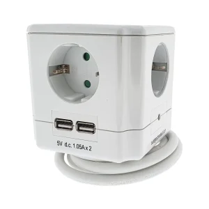 Cubo com 4 Tomadas + 2 USB com Proteção