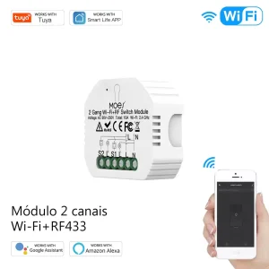 Módulo 2 canais On/Off RF 433MHz + Wi-Fi