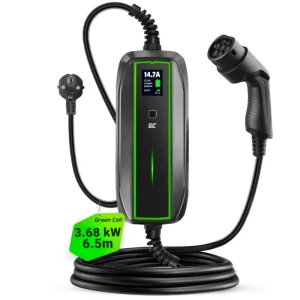 Carregador EV Portátil 3,6kW com Display LCD – Cabo 6,5m, Tipo 2 para Tomada Schuko (230V)