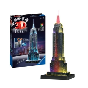 Puzzle 3D Ravensburger Empire State Building Night Edition 216 peças c/ LED multicor