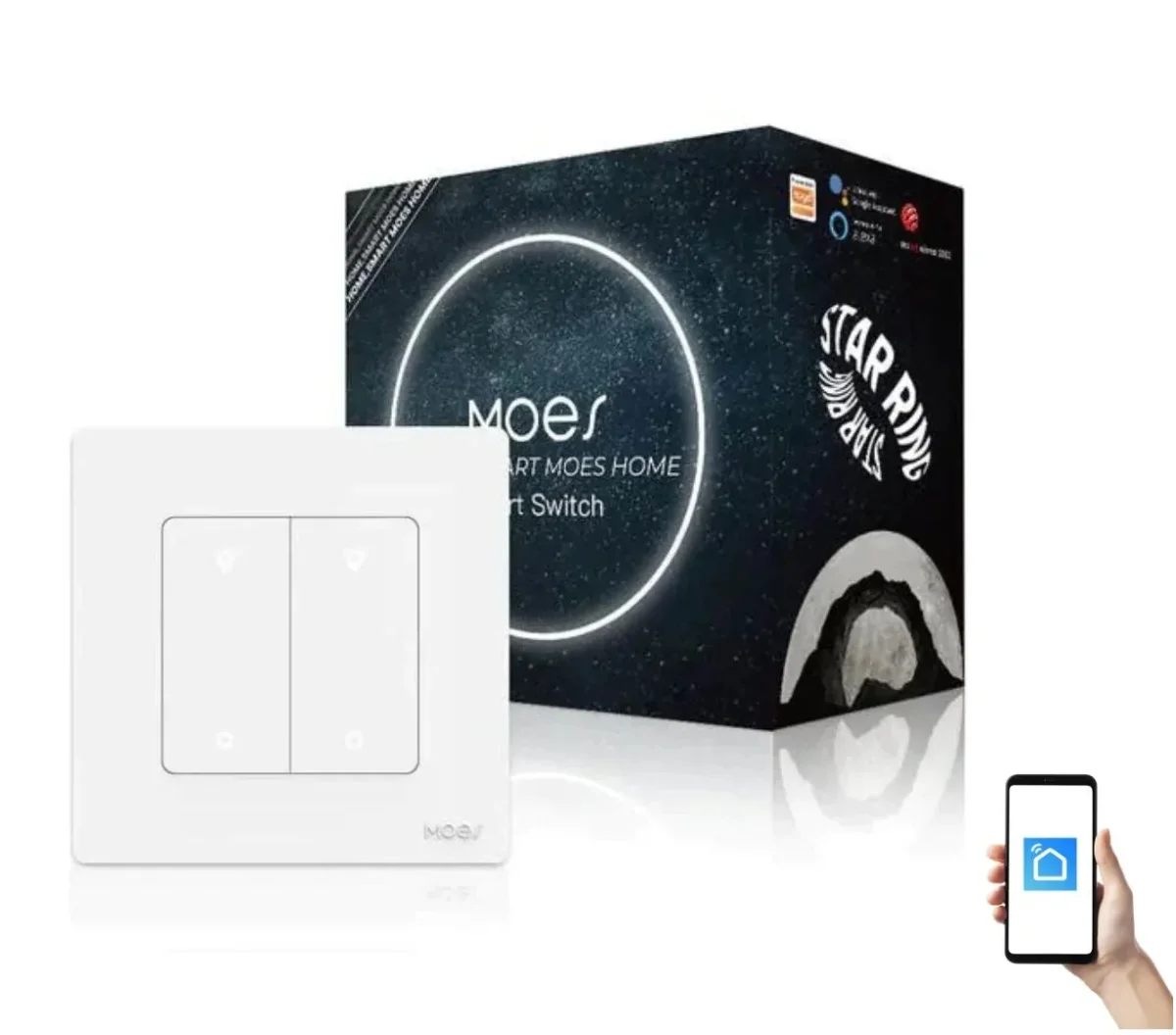 Interruptor de Luz Dimável 2 canais ZigBee – Série Star Ring