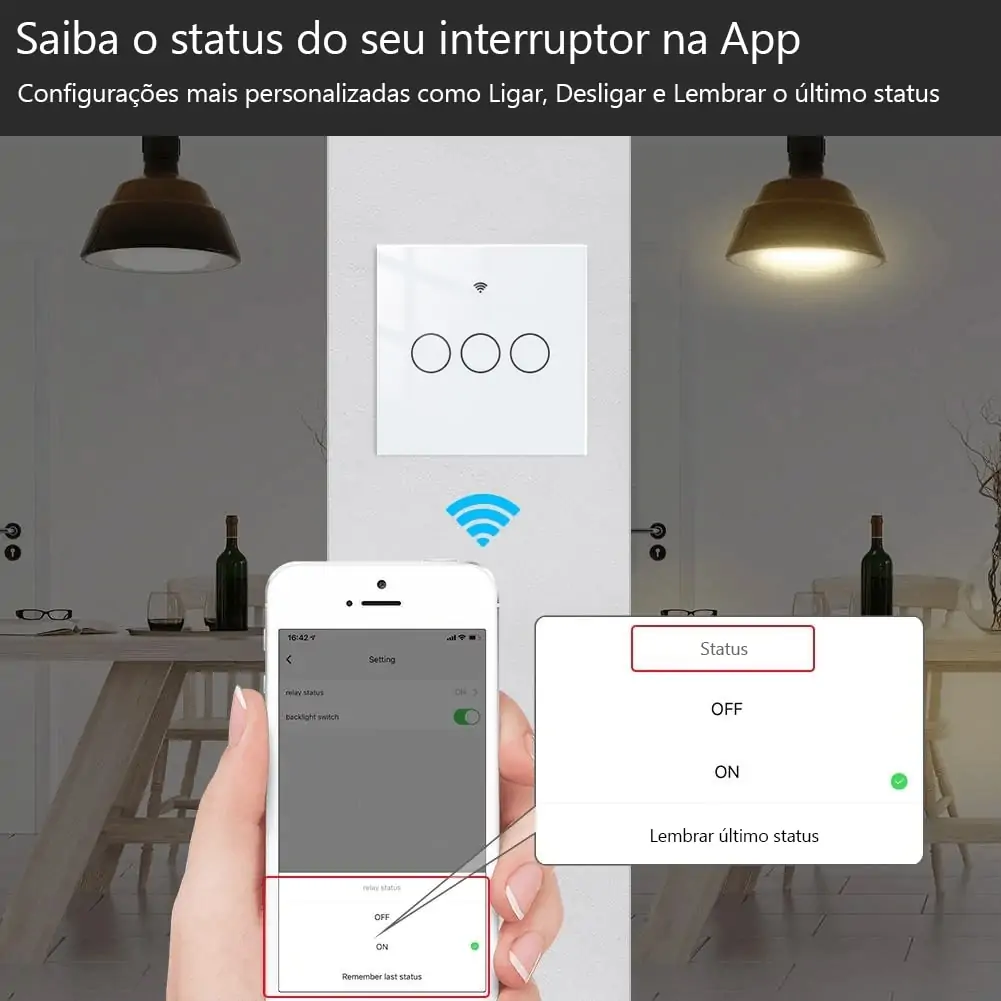 Interruptor de luz tátil de parede 3 canais Zigbee com fios - Image 6